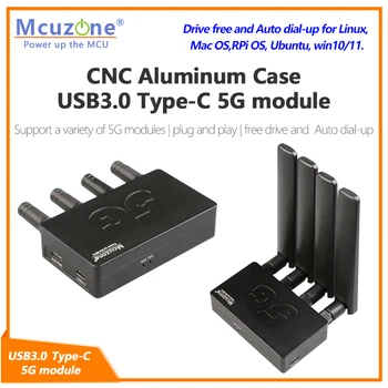 USB3.0 модуль Type-C 5G с ЧПУ в металлическом корпусе, подключаемый и воспроизводимый для linux, x86, Mac OS, RPi OS, ubuntu, win10 / 11, RM520N-GL, FM160-EAU, RM510Q